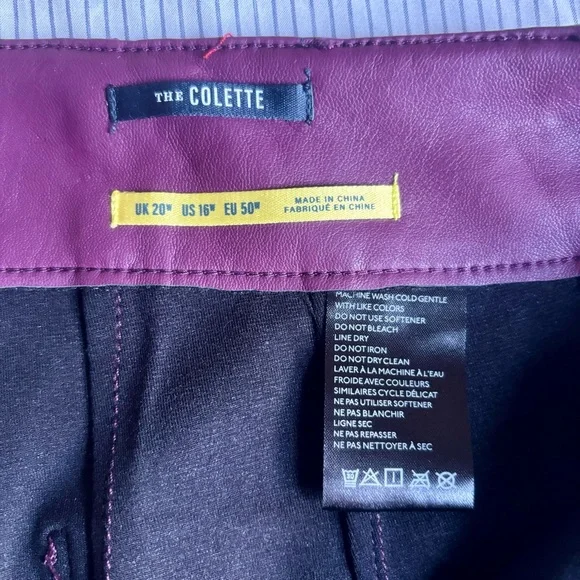 NWT MAEVE Anthropologie Colette Faux Leather Crop Wide Leg Pants in Violet | 16W - Picture 8 of 9